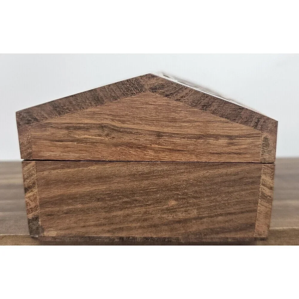 Vintage Hand Carved Trellis Wooden Keepsake Trinket Box Arched Lid Made In India